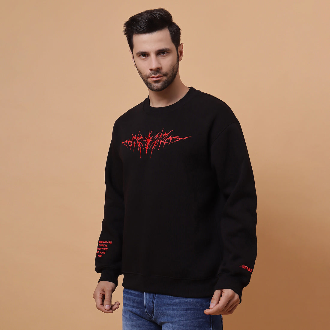 Black Blaze Sweatshirt Dominate with Fiery Energy